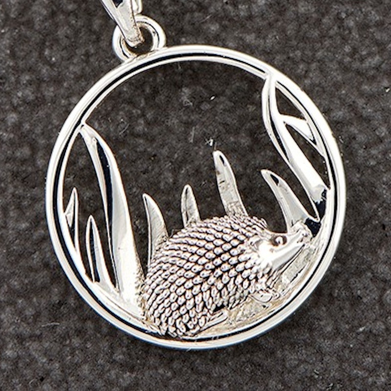 Country Hedgehog Round Silver Plated Necklace