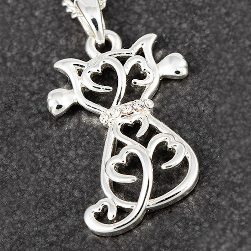Filigree Cat Silver Plated Necklace