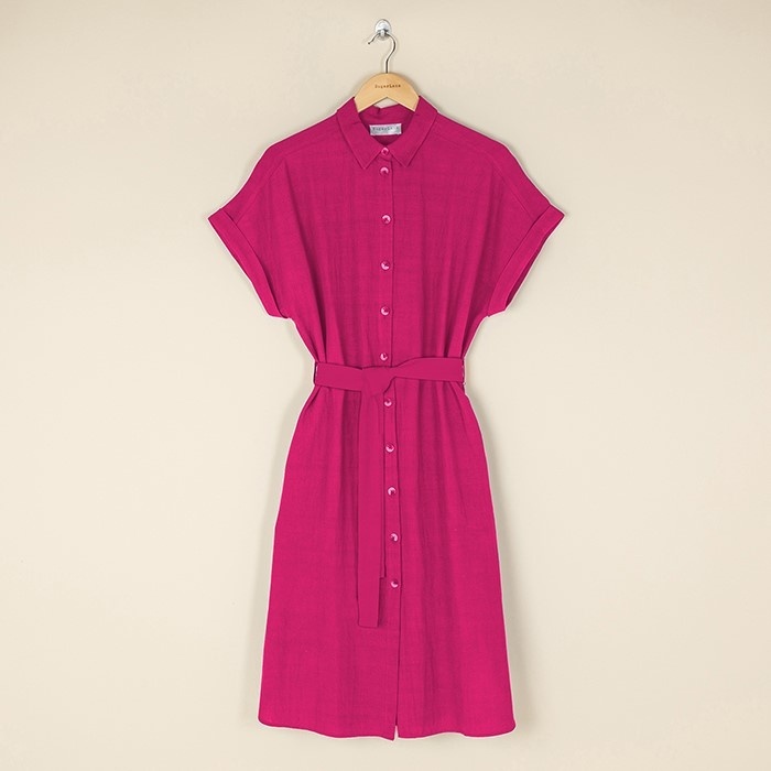 Mia Shirt Dress - Raspberry Thumb